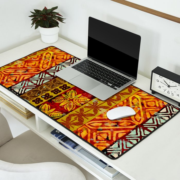 Vintage Hawaii Barkcloth Beachy design 204a Desk Mat Gallery Image 2