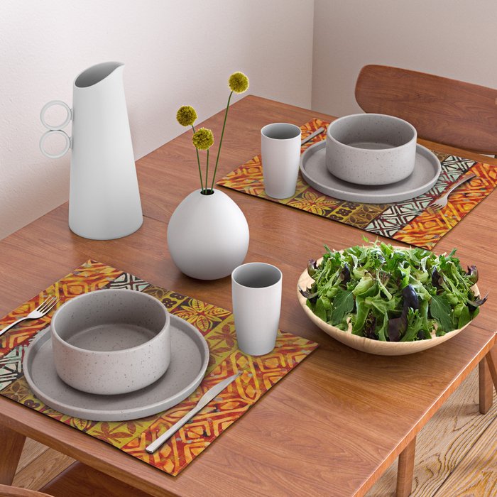 Vintage Hawaii Barkcloth Beachy design 204a Placemat Gallery Image 2