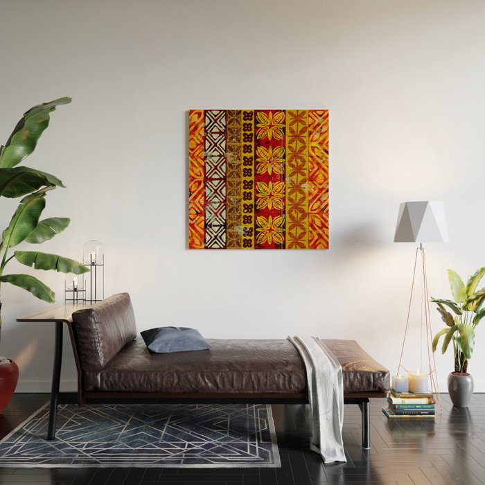 Vintage Hawaii Barkcloth Beachy design 204a Wood Wall Art Gallery Image 2