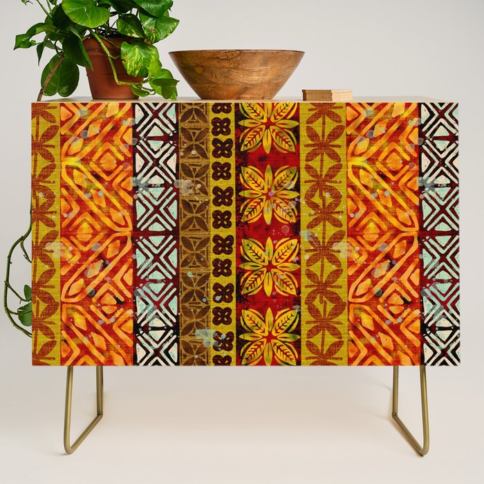 Vintage Hawaii Barkcloth Beachy design 204a Credenza Gallery Image 1