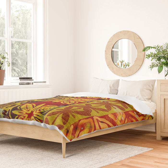 Vintage Hawaii Barkcloth Beachy design 204a Duvet Cover Gallery Image 2