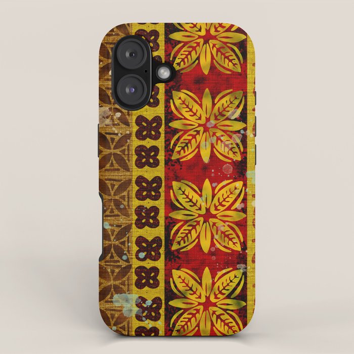 Vintage Hawaii Barkcloth Beachy design 204a iPhone Case Gallery Image 1