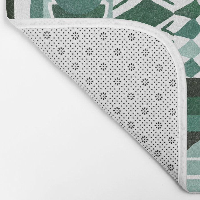Geometric Tapestry - Green Bath Mat Gallery Image 2
