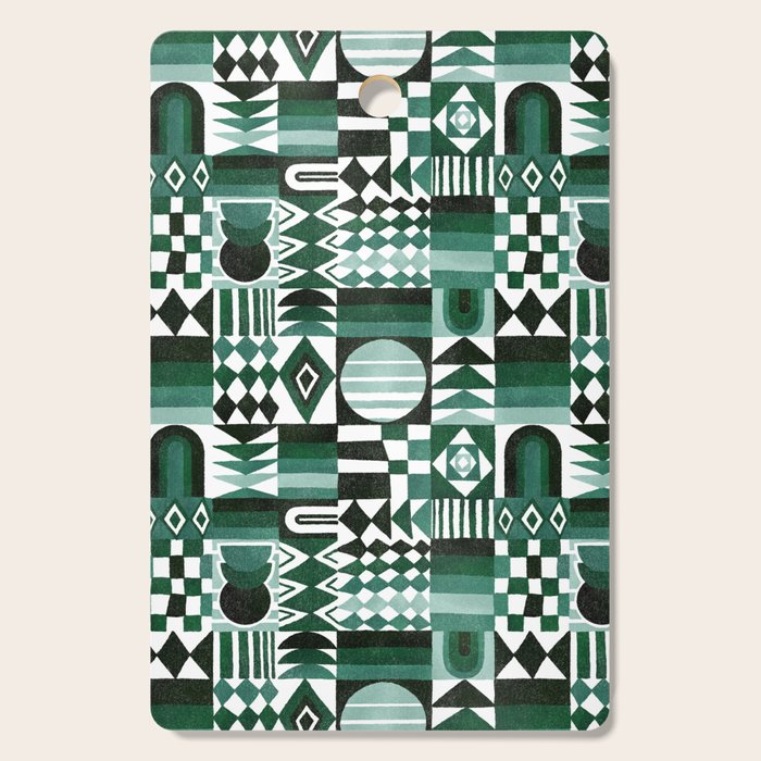 Geometric Tapestry - Green Cutting Board Gallery Image 1