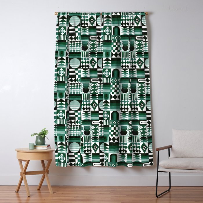 Geometric Tapestry - Green Window Curtain Gallery Image 5