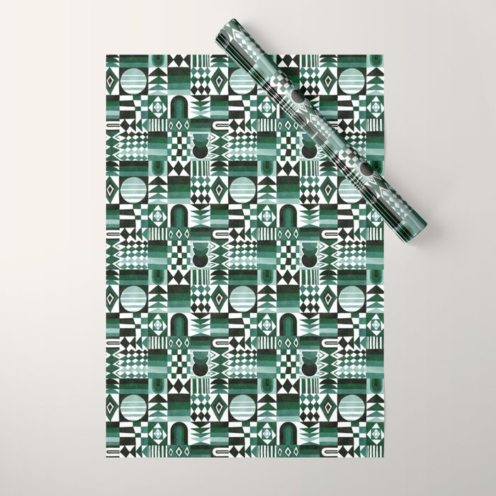 Geometric Tapestry - Green Wrapping Paper Gallery Image 1