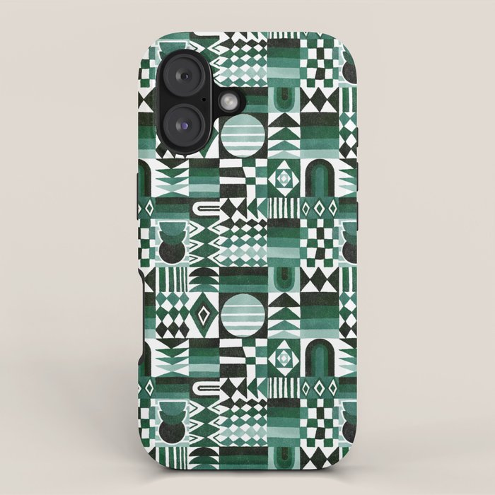 Geometric Tapestry - Green iPhone Case Gallery Image 1
