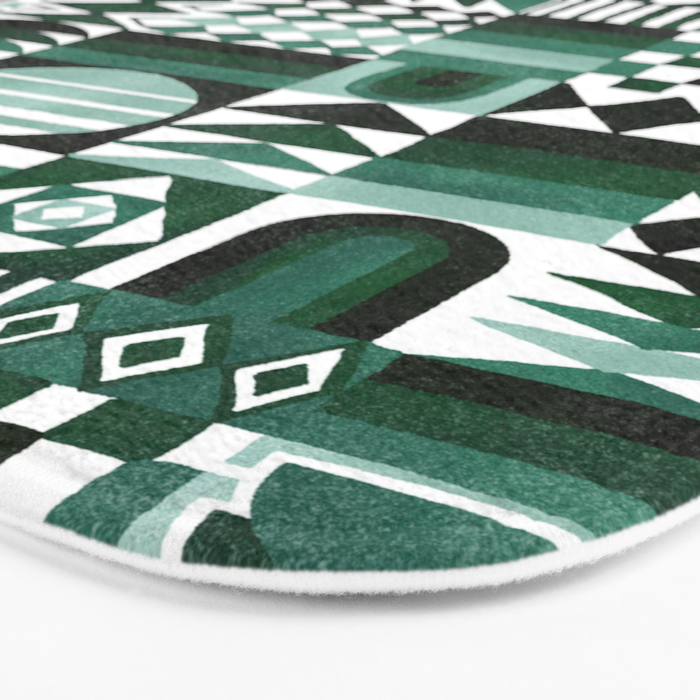 Geometric Tapestry - Green Bath Mat Gallery Image 3