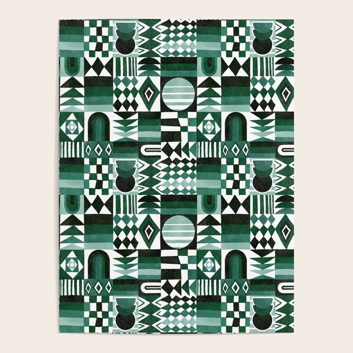 Geometric Tapestry - Green Poster Gallery Image 4