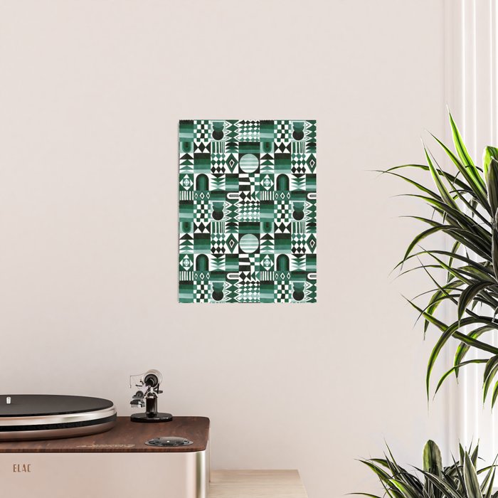 Geometric Tapestry - Green Poster Gallery Image 2