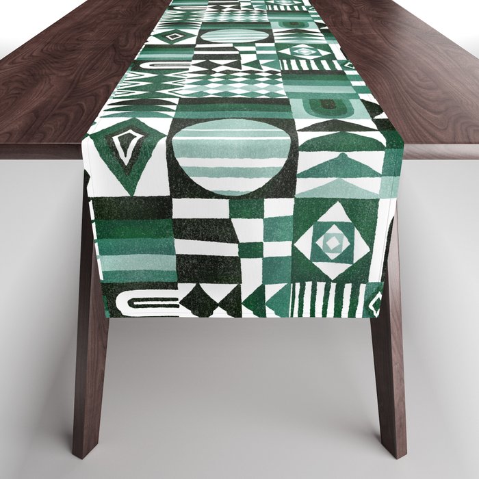 Geometric Tapestry - Green Table Runner Gallery Image 1