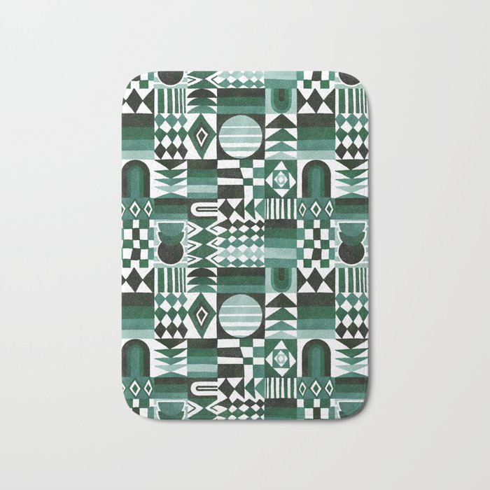 Geometric Tapestry - Green Bath Mat Gallery Image 1