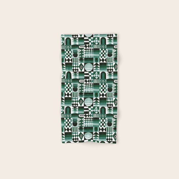 Geometric Tapestry - Green Bath Towel Gallery Image 1