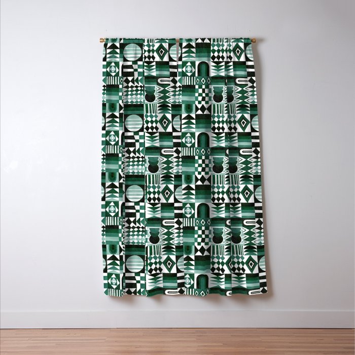 Geometric Tapestry - Green Window Curtain Gallery Image 3