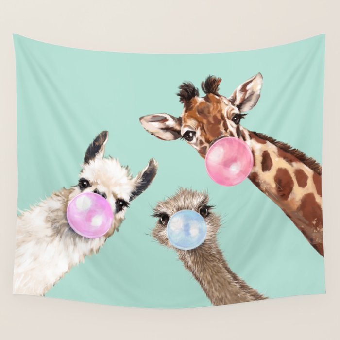 Bubblegum Gangs in Green Wall Tapestry Gallery Image 4