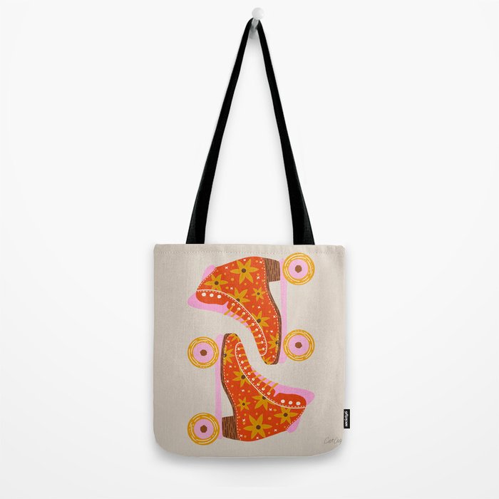 Retro Roller Skates - Coral Tote Bag Gallery Image 2