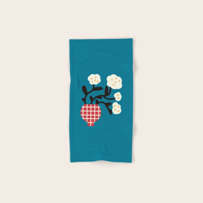 Modern Minimalist Cotton Flowers Bath Towel Gallery Image 1