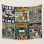 Vintage Surfing Poster Wall Tapestry Gallery Image 4