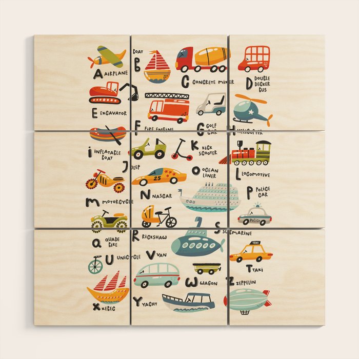 Beep Beep Alphabet Wood Wall Art Gallery Image 1