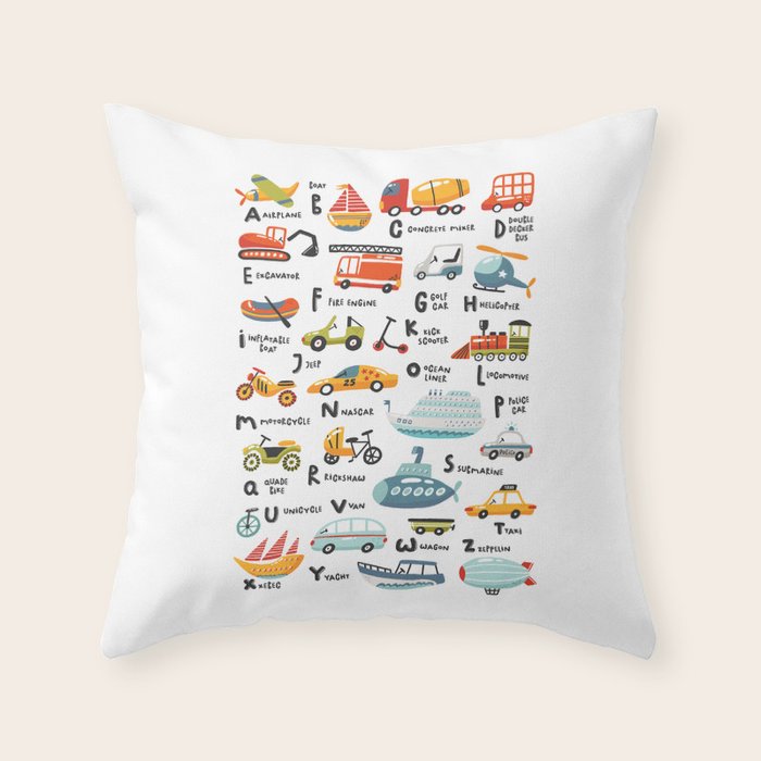 Beep Beep Alphabet Throw Pillow Gallery Image 6