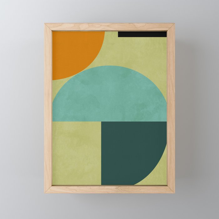 mid mod geometry green teal nature 2 Mini Art Print Gallery Image 1