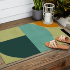 mid mod geometry green teal nature 2 Outdoor Rug Gallery Image 2