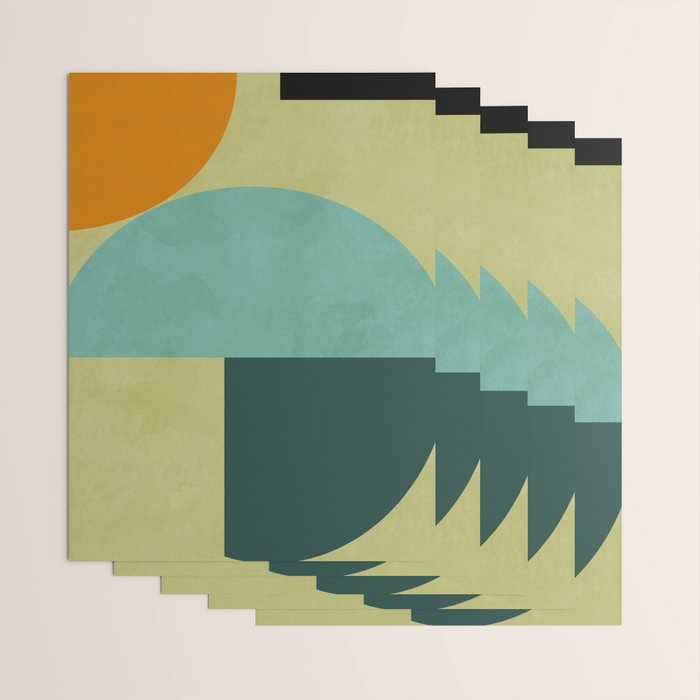 mid mod geometry green teal nature 2 Wrapping Paper Gallery Image 3