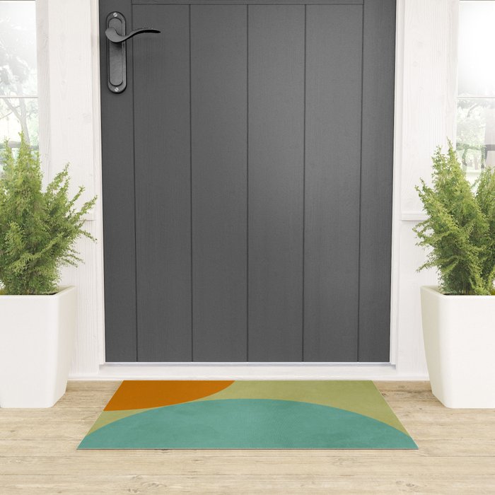 mid mod geometry green teal nature 2 Welcome Mat Gallery Image 3