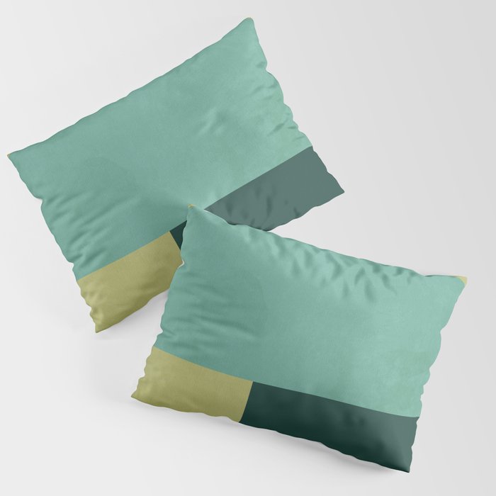 mid mod geometry green teal nature 2 Pillow Sham Gallery Image 1