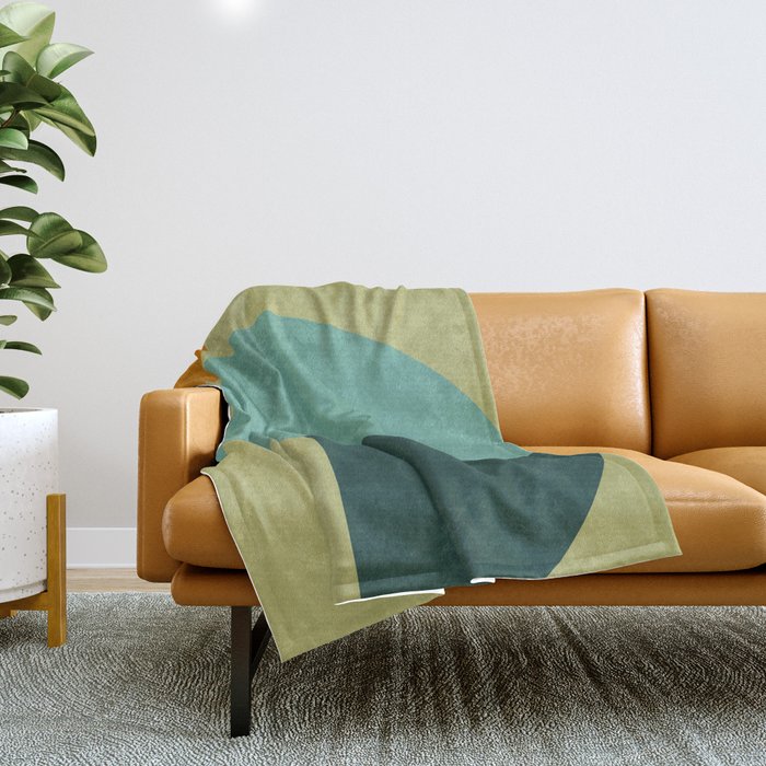 mid mod geometry green teal nature 2 Throw Blanket Gallery Image 1