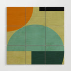 mid mod geometry green teal nature 2 Wood Wall Art Gallery Image 1