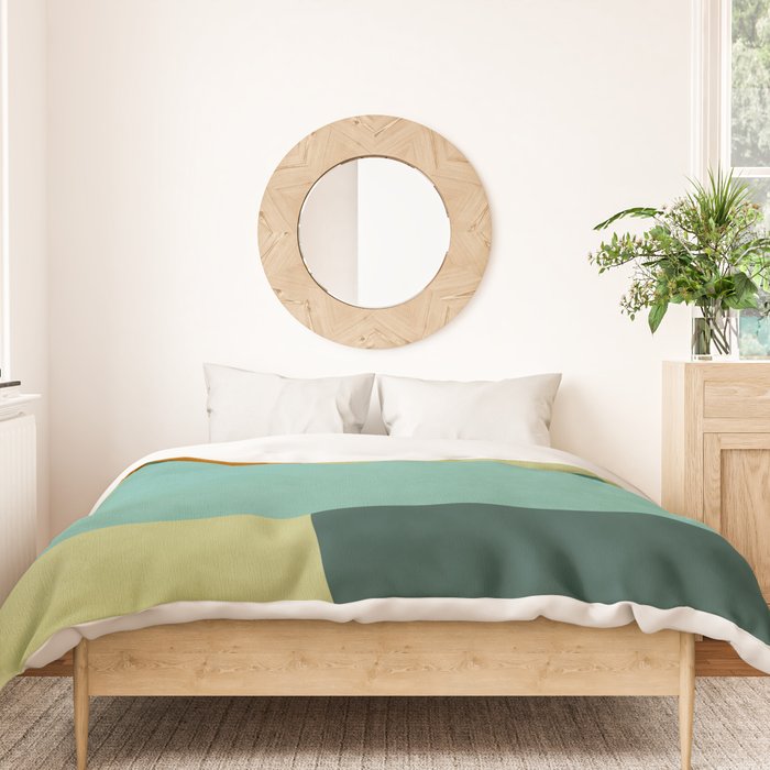 mid mod geometry green teal nature 2 Duvet Cover Gallery Image 3