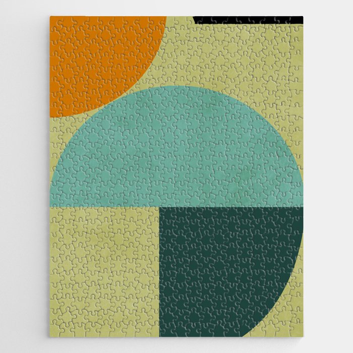 mid mod geometry green teal nature 2 Jigsaw Puzzle Gallery Image 1
