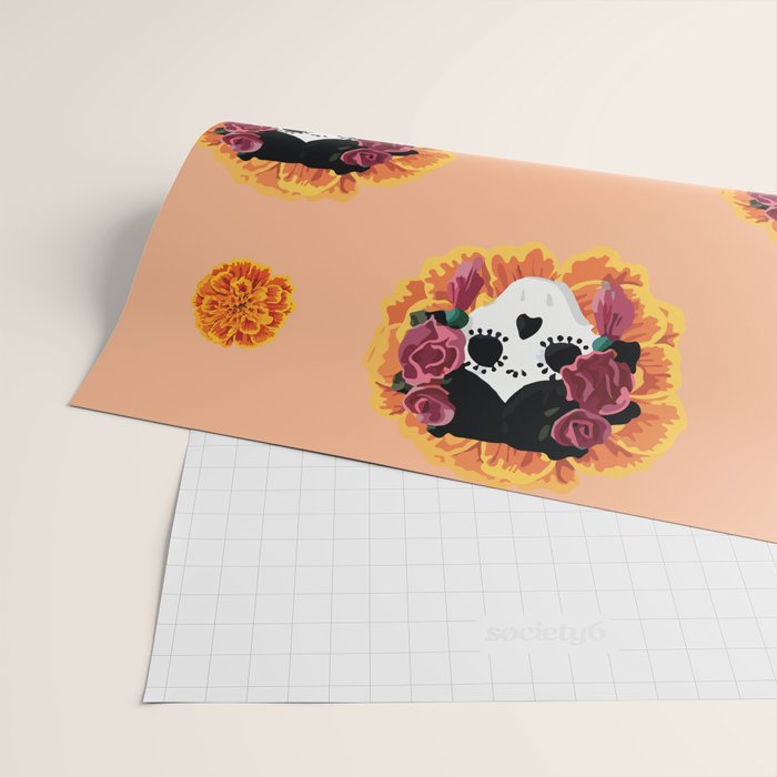 Catrina frida mexican kawaii cute sugar skull mexican style mexican flower marigold skeleton  Wrapping Paper Gallery Image 2