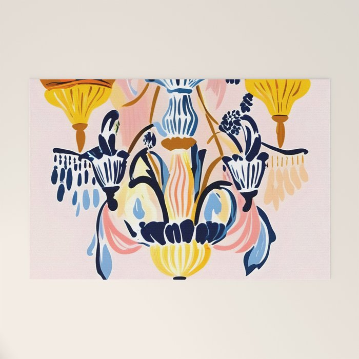 The Chandelier, Lights Lamps Decor Interiors, Back to School Eclectic Bohemian, Vintage Illustration Pastel Painting Welcome Mat Gallery Image 1