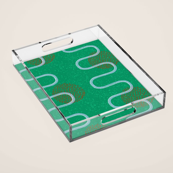 Abstract Fields in Forest Green & Brown Acrylic Tray Gallery Image 1