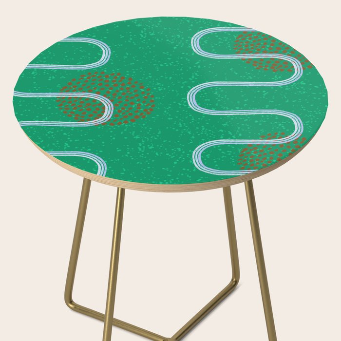 Abstract Fields in Forest Green & Brown Side Table Gallery Image 2