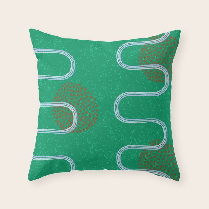 Abstract Fields in Forest Green & Brown Throw Pillow Gallery Image 1
