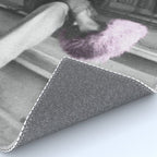 Satirical Einstein in Fuzzy Pink Slippers Classic E = mc² Black and White Satirical Photography  Rug Gallery Image 4