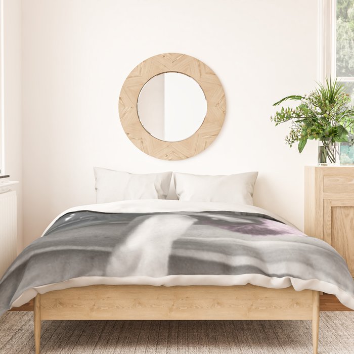 Satirical Einstein in Fuzzy Pink Slippers Classic E = mc² Black and White Satirical Photography  Duvet Cover Gallery Image 3