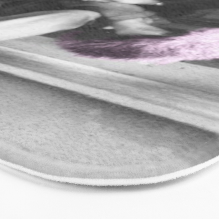 Satirical Einstein in Fuzzy Pink Slippers Classic E = mc² Black and White Satirical Photography  Bath Mat Gallery Image 3