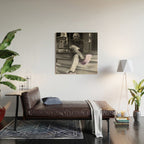 Satirical Einstein in Fuzzy Pink Slippers Classic E = mc² Black and White Satirical Photography  Wood Wall Art Gallery Image 2