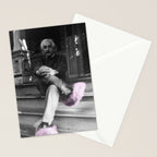 Satirical Einstein in Fuzzy Pink Slippers Classic E = mc² Black and White Satirical Photography  Stationery Card Gallery Image 2