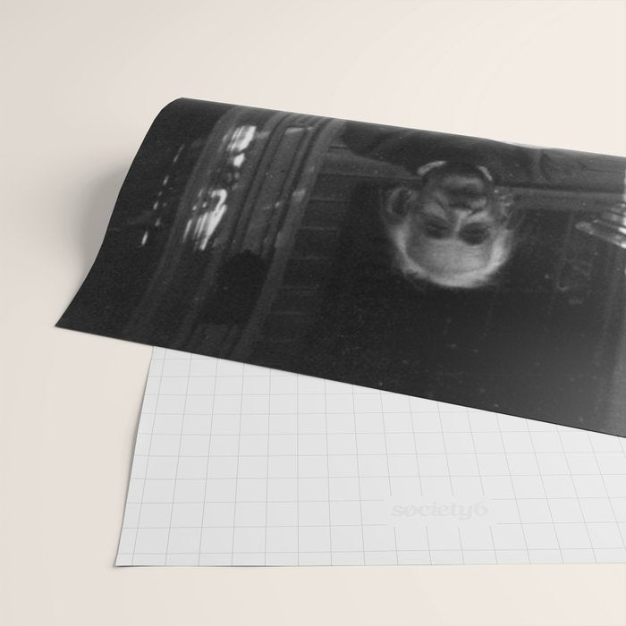 Satirical Einstein in Fuzzy Pink Slippers Classic E = mc² Black and White Satirical Photography  Wrapping Paper Gallery Image 2