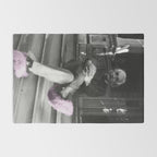 Satirical Einstein in Fuzzy Pink Slippers Classic E = mc² Black and White Satirical Photography  Rug Gallery Image 2