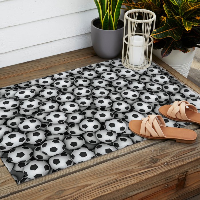 Soccer balls Outdoor Rug Gallery Image 2