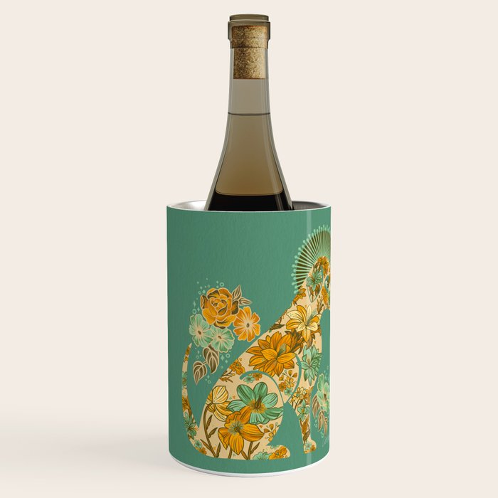Porcelain Floral Dog - Mint & Ochre Wine Chiller Gallery Image 2