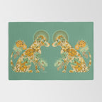 Porcelain Floral Dog - Mint & Ochre Rug Gallery Image 2