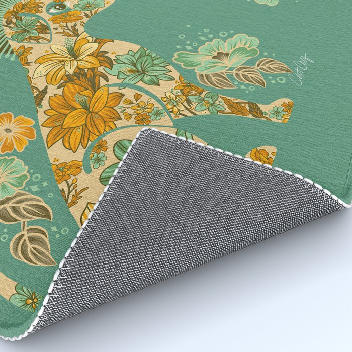 Porcelain Floral Dog - Mint & Ochre Rug Gallery Image 4
