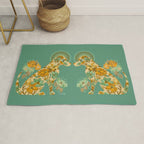 Porcelain Floral Dog - Mint & Ochre Rug Gallery Image 1